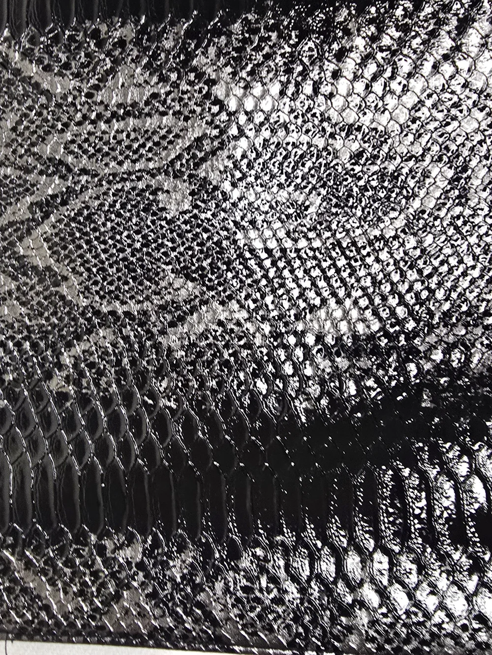 Black & Silver Snakeskin Print Envelope Clutch Bag